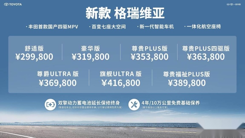 新款丰田格瑞维亚上市，售价29.98万元起