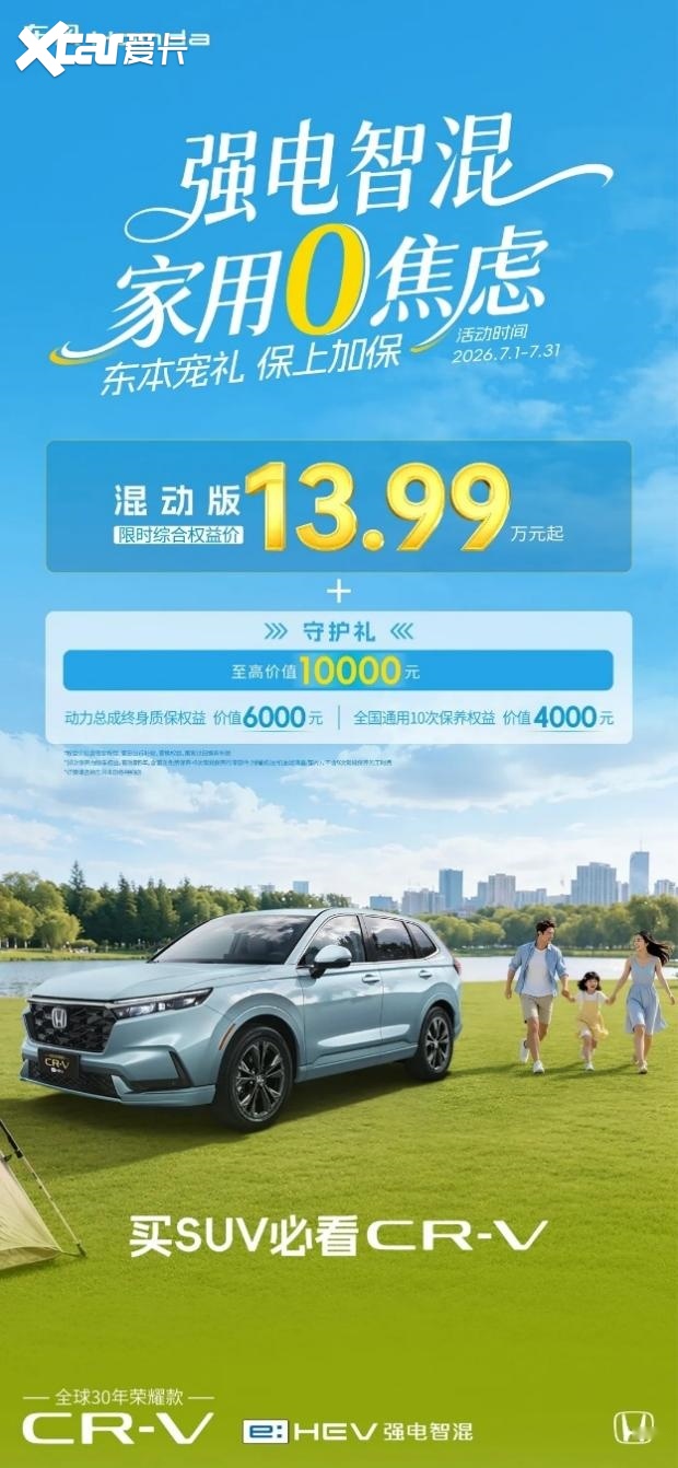 家用SUV必看CR-V，保上加保万元权益限时送