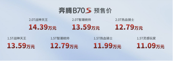 预售价11.09万元起 轿跑SUV“黑马”奔腾B70S来袭