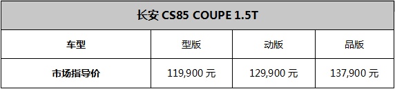入门即顶配 ！长安CS85 COUPE 1.5T 11.99万元起发布