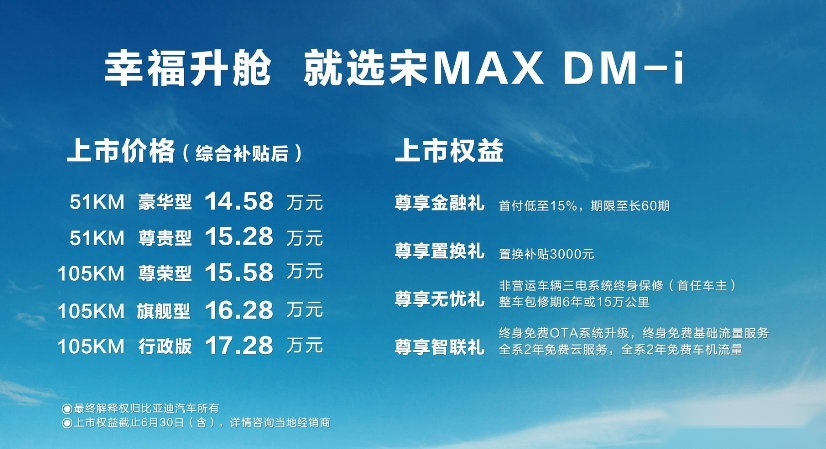 14.58万元起，新款比亚迪宋MAX DM-i正式上市！