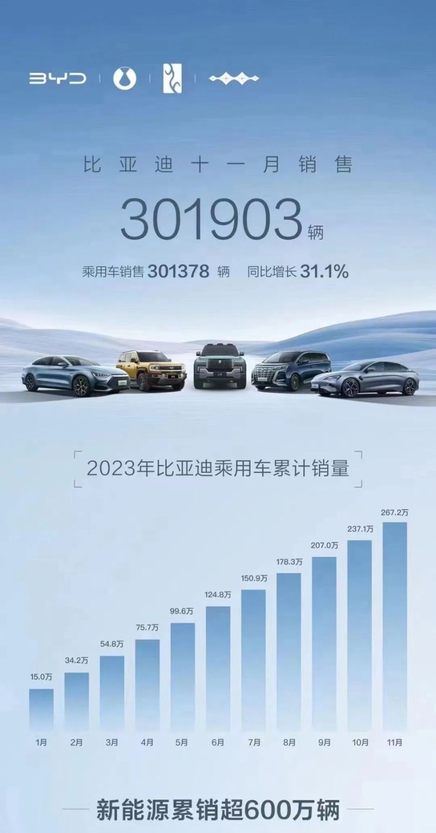 11月新能源汽车销量榜：理想提前完成年销30万，吉利系抬头