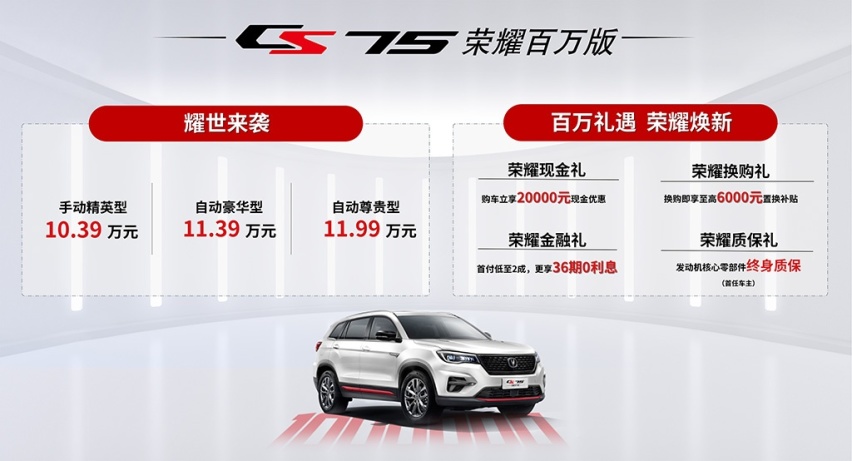 长安CS35PLUS/CS75荣耀百万版正式上市