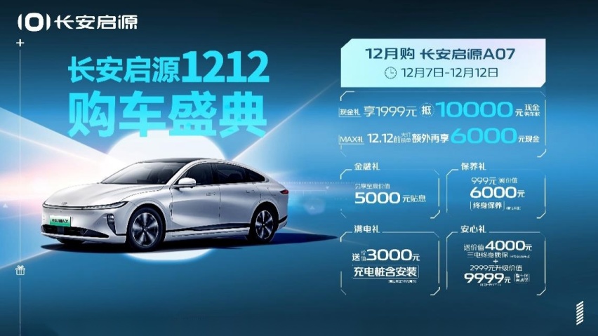 长安启源1212购车盛典开启，至高可享14000元现金红包！