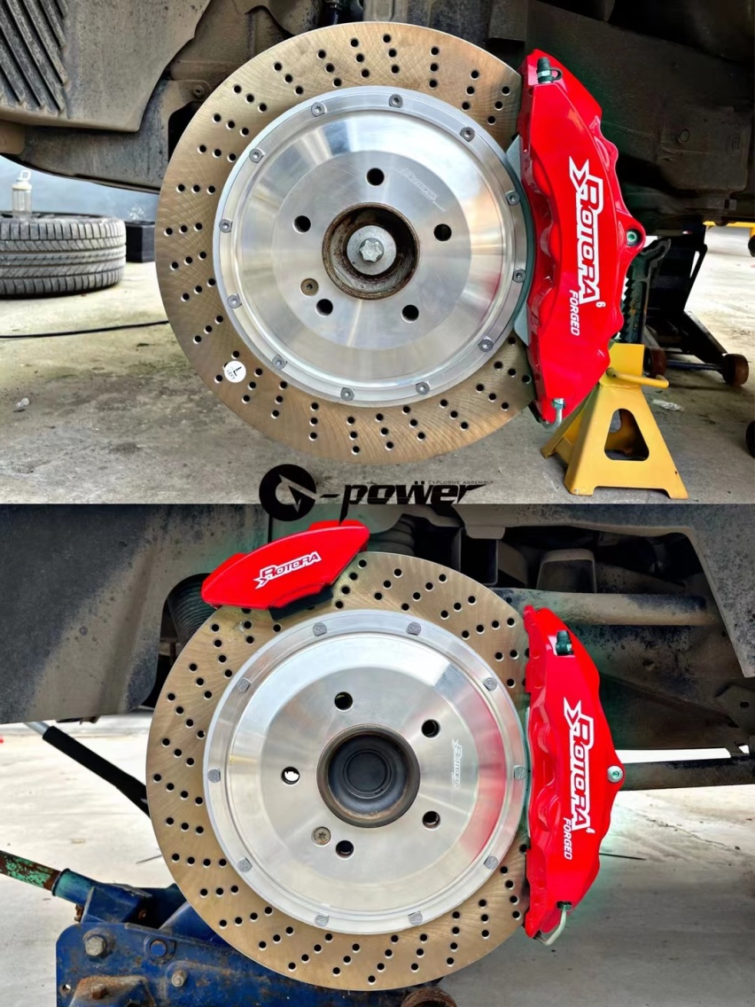 奔驰G350(W463-2)改装Rotora前6后4双卡钳刹车