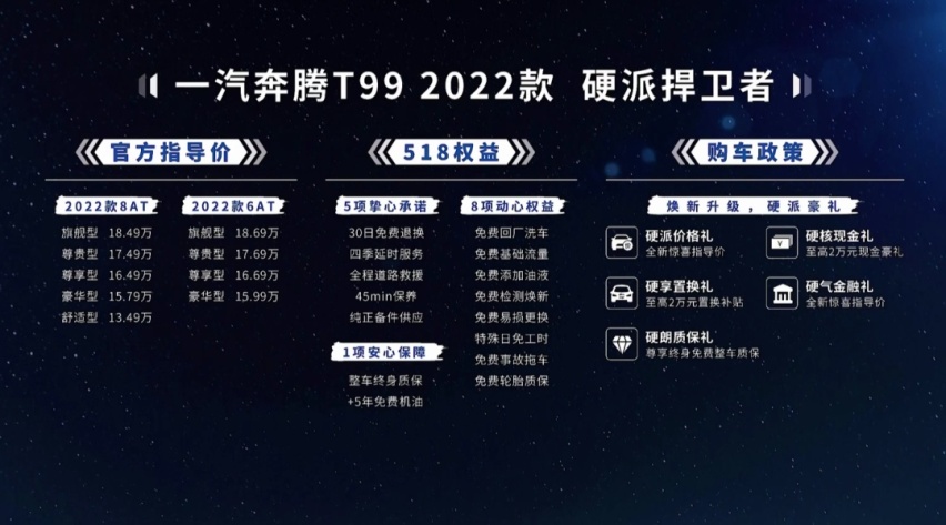 13.49万元起，2022款奔腾T99正式上市，硬派SUV新选择