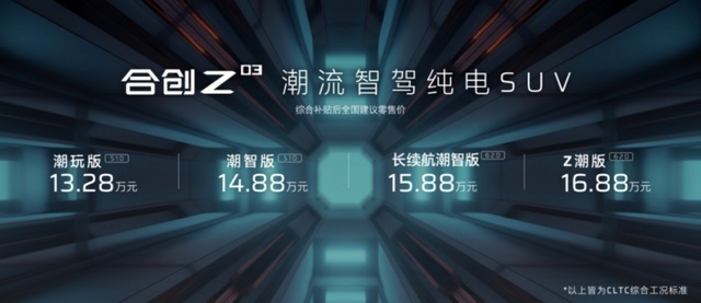 除了开，更能玩！合创Z03售13.28万起，年轻人的第一台“快乐”车