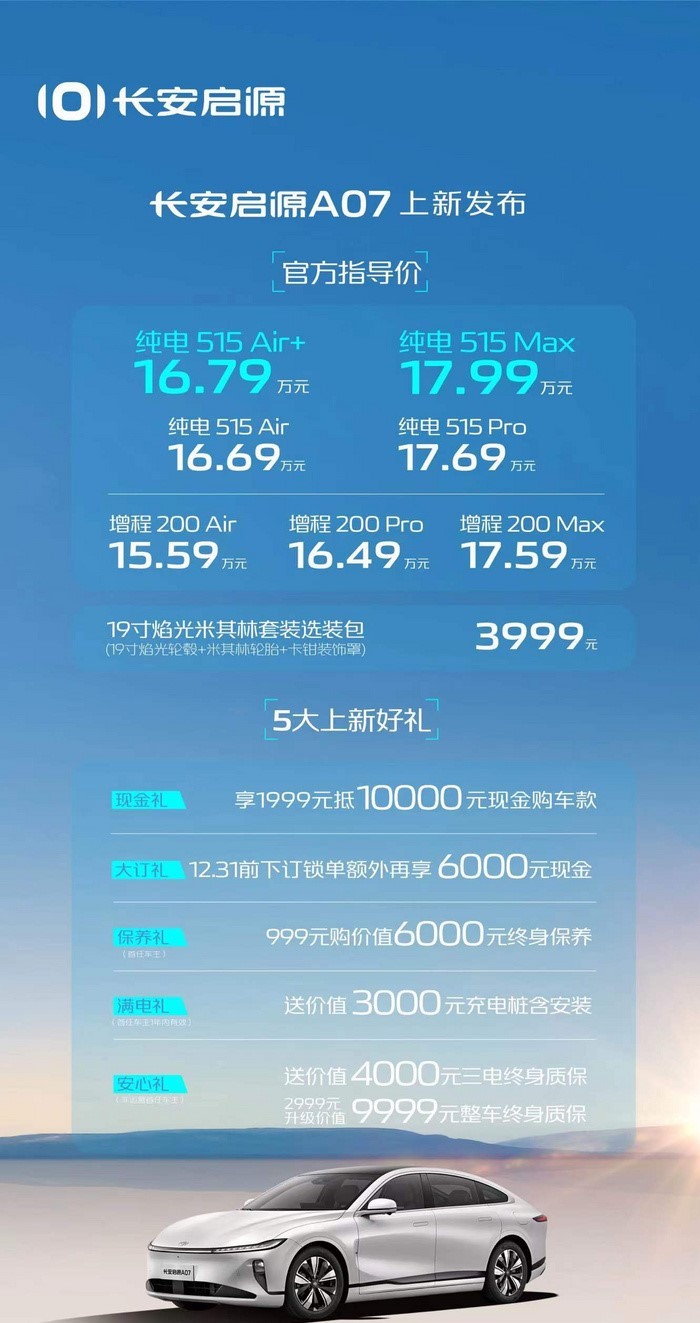 长安启源A07增程版配置分析：入门即高配，高价值首选
