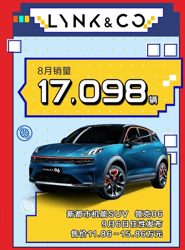 吉利汽车8月销量达113,443辆，同/环比大涨
