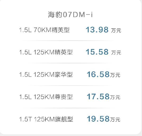 对标“两田”， 海豹07 DM-i焕新上市，13.98万起收割合资燃油