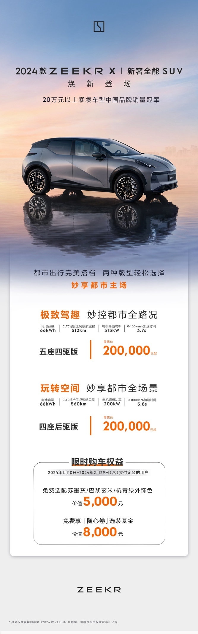 新奢全能SUV重磅焕新！2024款极氪X 20.00万元起售！