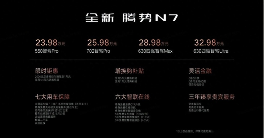 全新腾势N7上市即王炸，23.98万起，豪华纯电SUV价格战正式打响！