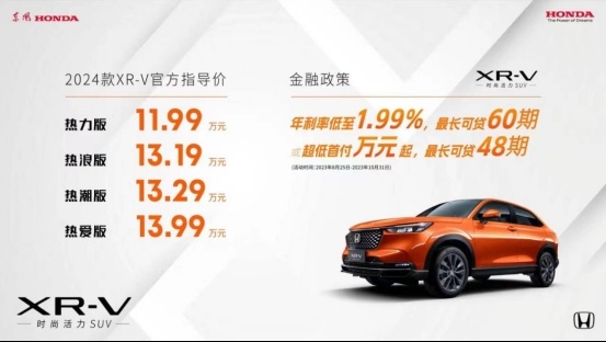 售11.99-13.99万元，新款东风本田XR-V正式上市