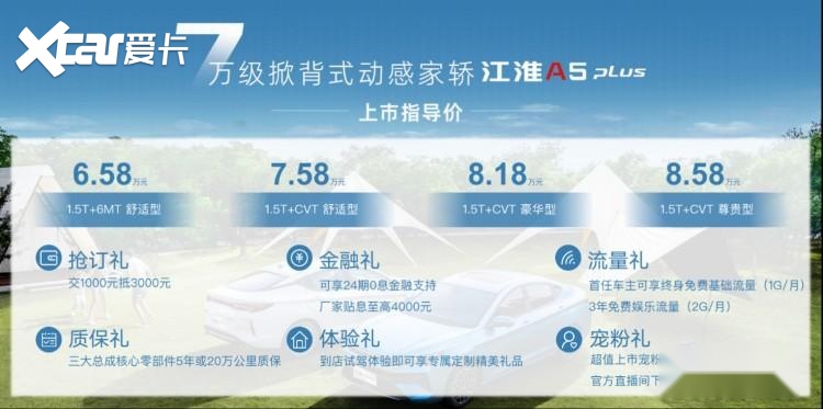 诚意满满 江淮A5 PLUS售6.58万元起