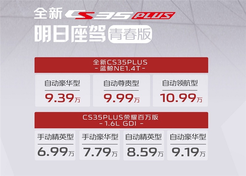 全新CS35PLUS&逸动PLUS同步上市，最低6.99万元