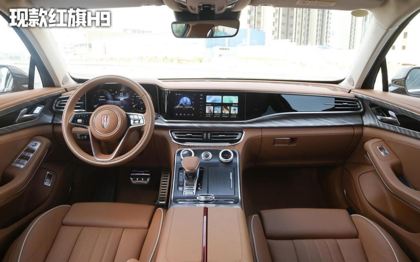 新款红旗H9上路被曝光，内饰升级双联屏，终于要换8AT了？