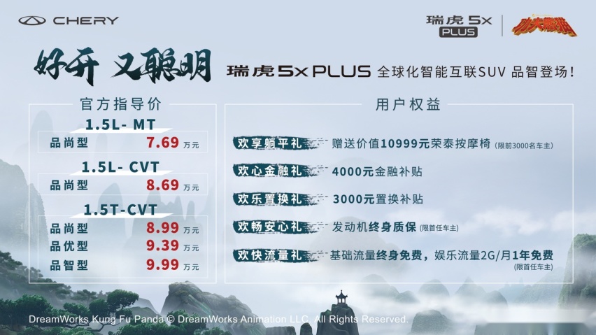 联名顶级动漫流量IP《功夫熊猫》进行跨界合作，瑞虎5x PLUS来了！