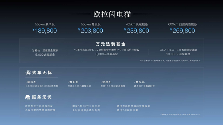 欧拉闪电猫售价18.98-26.98万元上市即爆款！