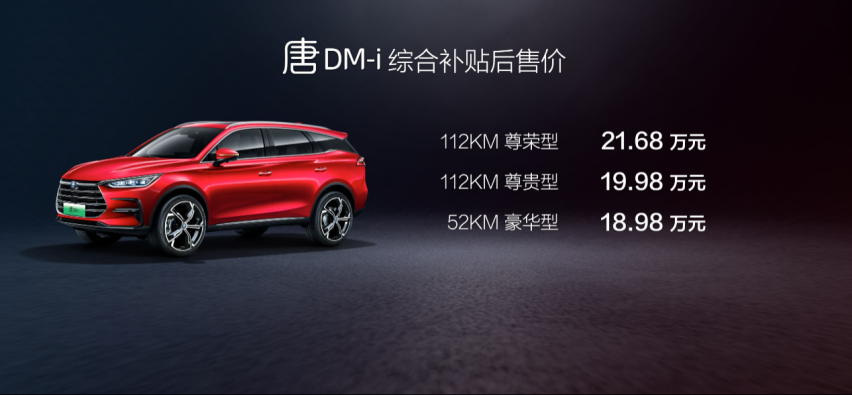 上市价18.98万起，唐 DM-i正式迈入20万级SUV市场