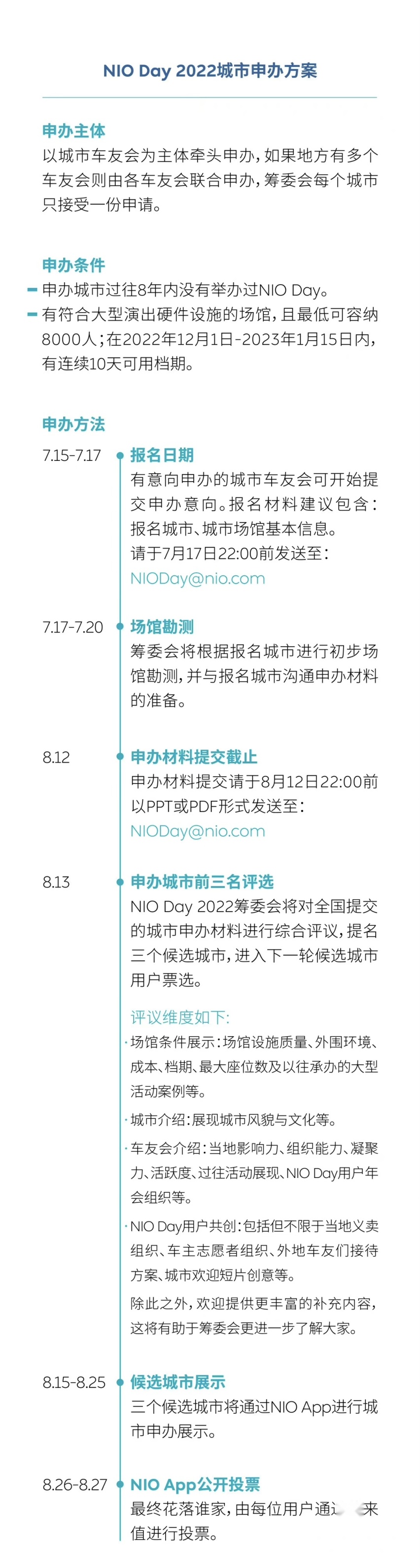 NIO DAY 2022城市申办活动正式启动 8月底公布结果