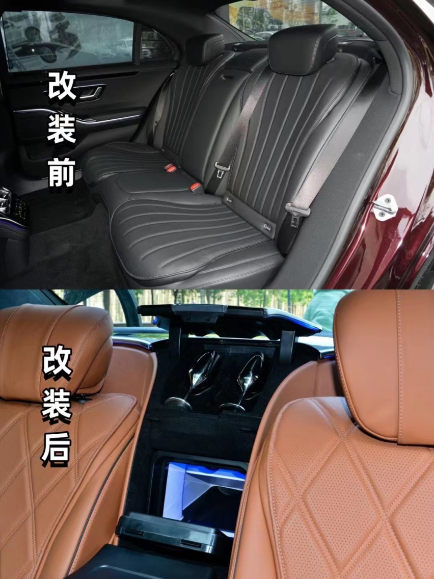 新款奔驰S400为什么要改迈巴赫内饰看看后排头等舱四座就知道了