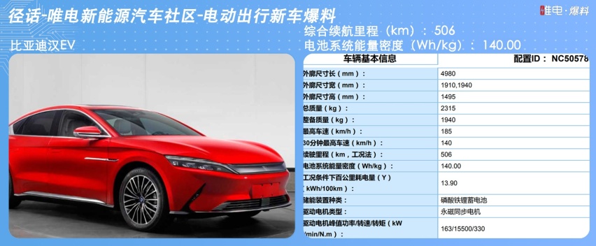 比亚迪汉EV推出506km低续航版，第四批新能源目录汇总