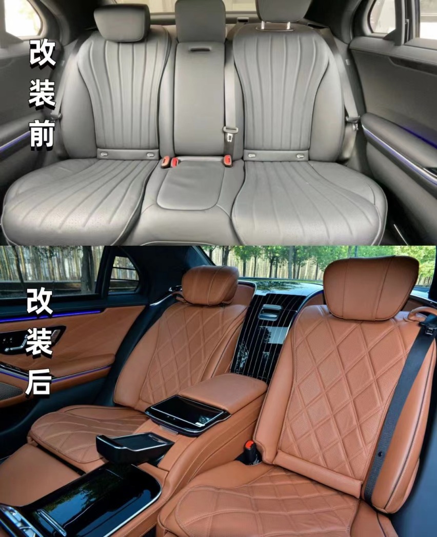 新款奔驰S400为什么要改迈巴赫内饰看看后排头等舱四座就知道了