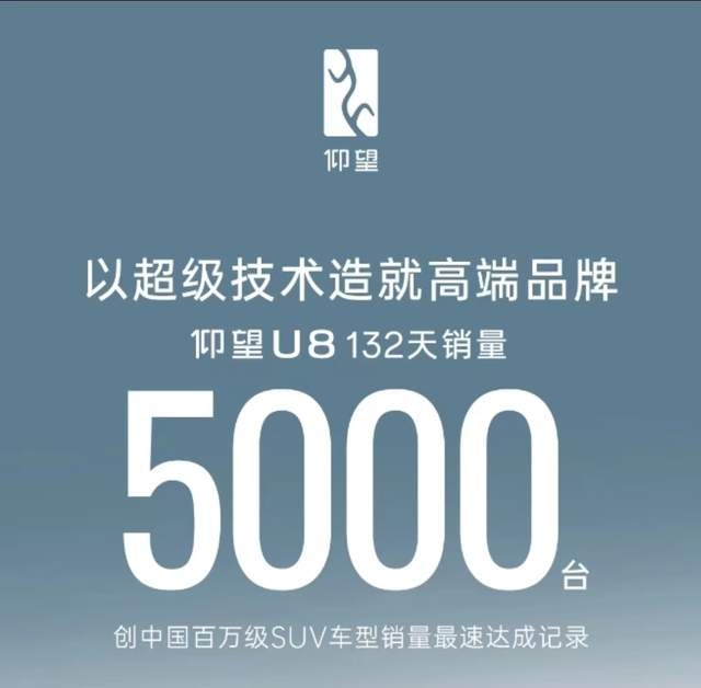 ​迪子又破纪录了， 百万级 SUV仰望 U8上市交付突破5000辆