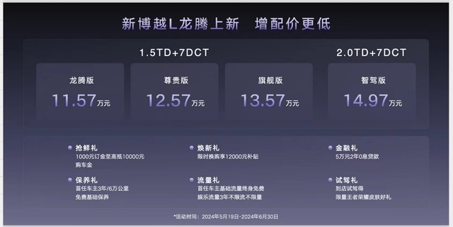 吉利新博越L上市 售价11.57-14.97万