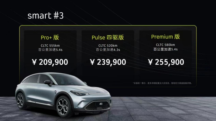 这价格你满意吗？全新smart精灵#3正式上市 售20.99万起