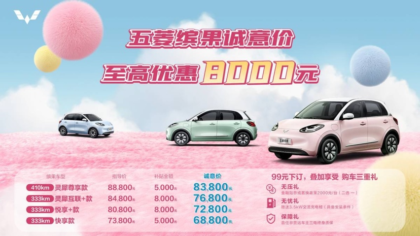 五菱这是要硬刚比亚迪？海鸥荣耀版刚上市，五菱缤果就官宣诚意价