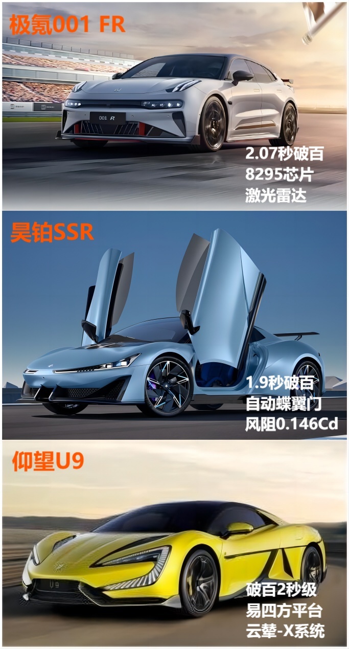 国产品牌聚焦百万超跑，极氪001FR、仰望U9、昊铂SSR谁是最强超跑