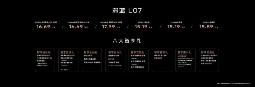 深蓝L07新车上市，15.19万元起