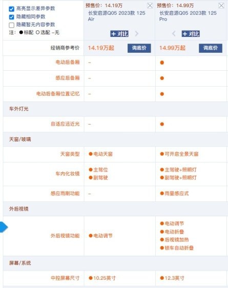 预售12.99万起 长安启源Q05配置曝光 哪款更值得买？