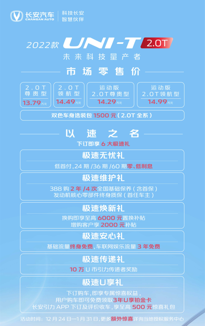2022款长安UNI-T 2.0T版车型正式上市