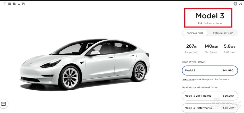 美版特斯拉Model 3入门车型更名，配备磷酸铁锂电池，明年6月交付