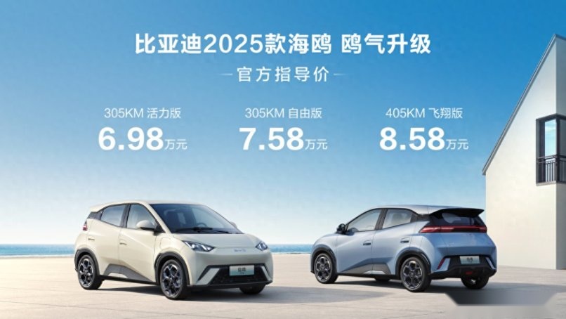 16个月卖了50多万辆！海鸥2025款上市6.98万起，升级不加价