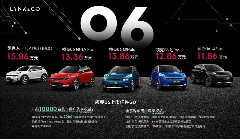 全新小型SUV领克06上市 售价11.86万-15.86万