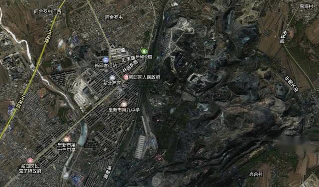 新邱区城镇矿区卫星图展示