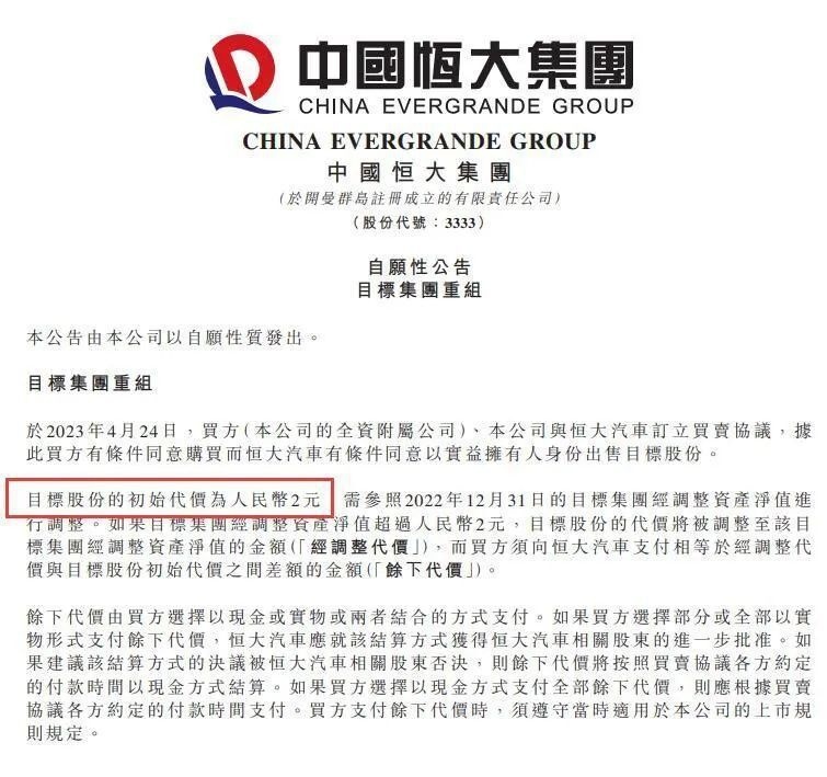 每天车闻：恒大汽车拟2元甩248亿元债务