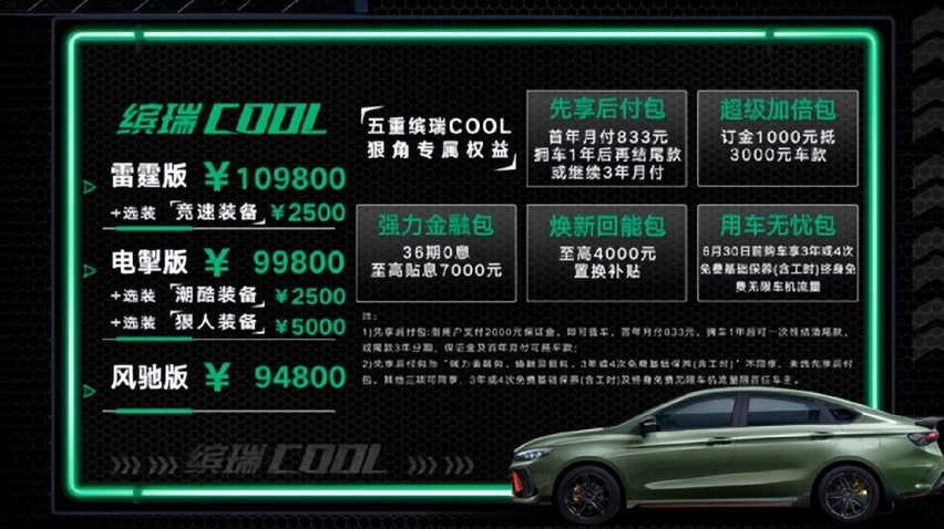 9.48万元起!吉利“新实力国民轿跑”缤瑞COOL上市