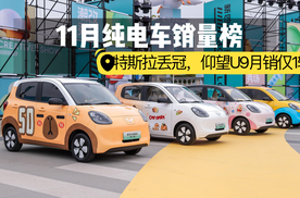 11月纯电车竞争白热化，销量榜特斯拉丢冠，仰望U9月销仅1辆