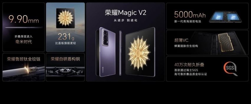 荣耀Magic V2正式发布，8999元起！折叠屏手机进入毫米时代