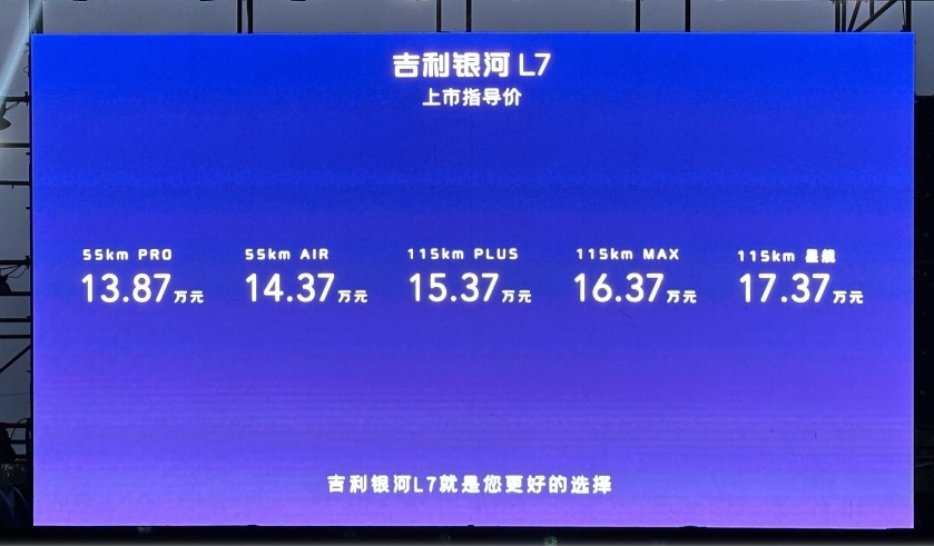 自主插混SUV“高材生”，吉利银河L7上市，售价13.87万起