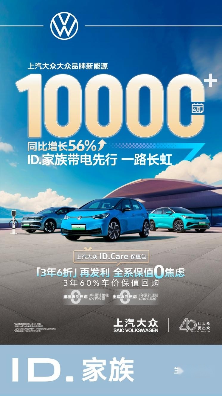 车市升温+权益加持 上汽大众大众品牌新能源4月破10000+辆