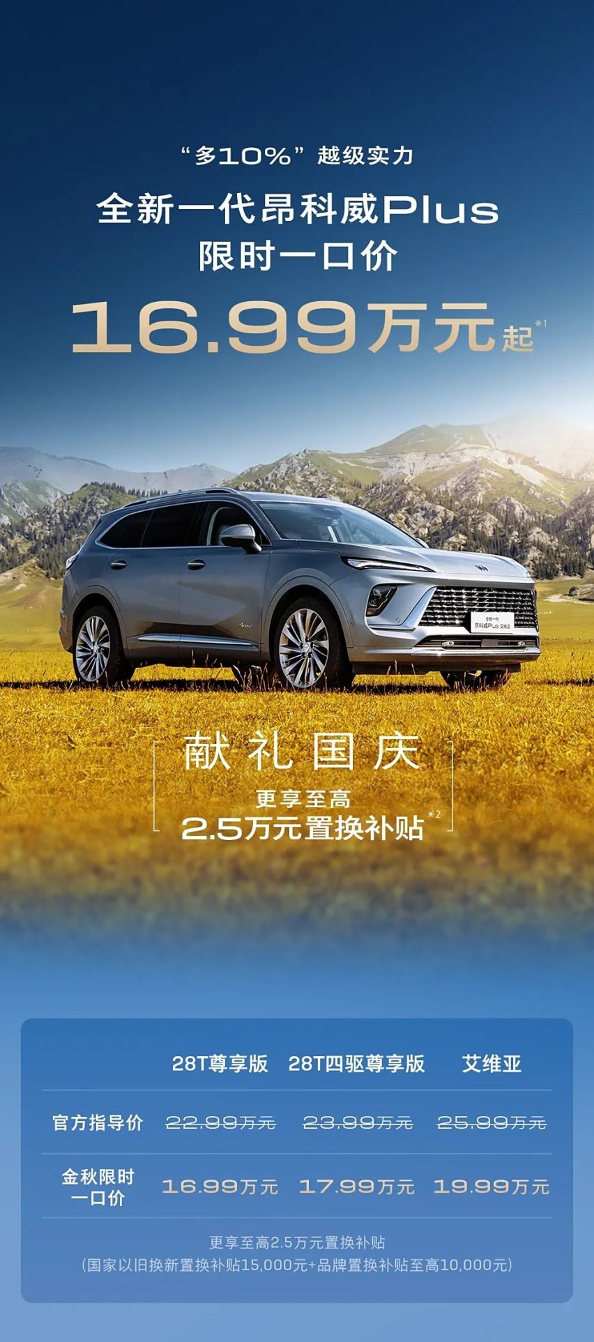 合资中型SUV只要16.99万起，别克昂科威Plus来了
