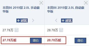 回归的丰田86售27万，依旧2.0L水平对置发动机+6挡手动