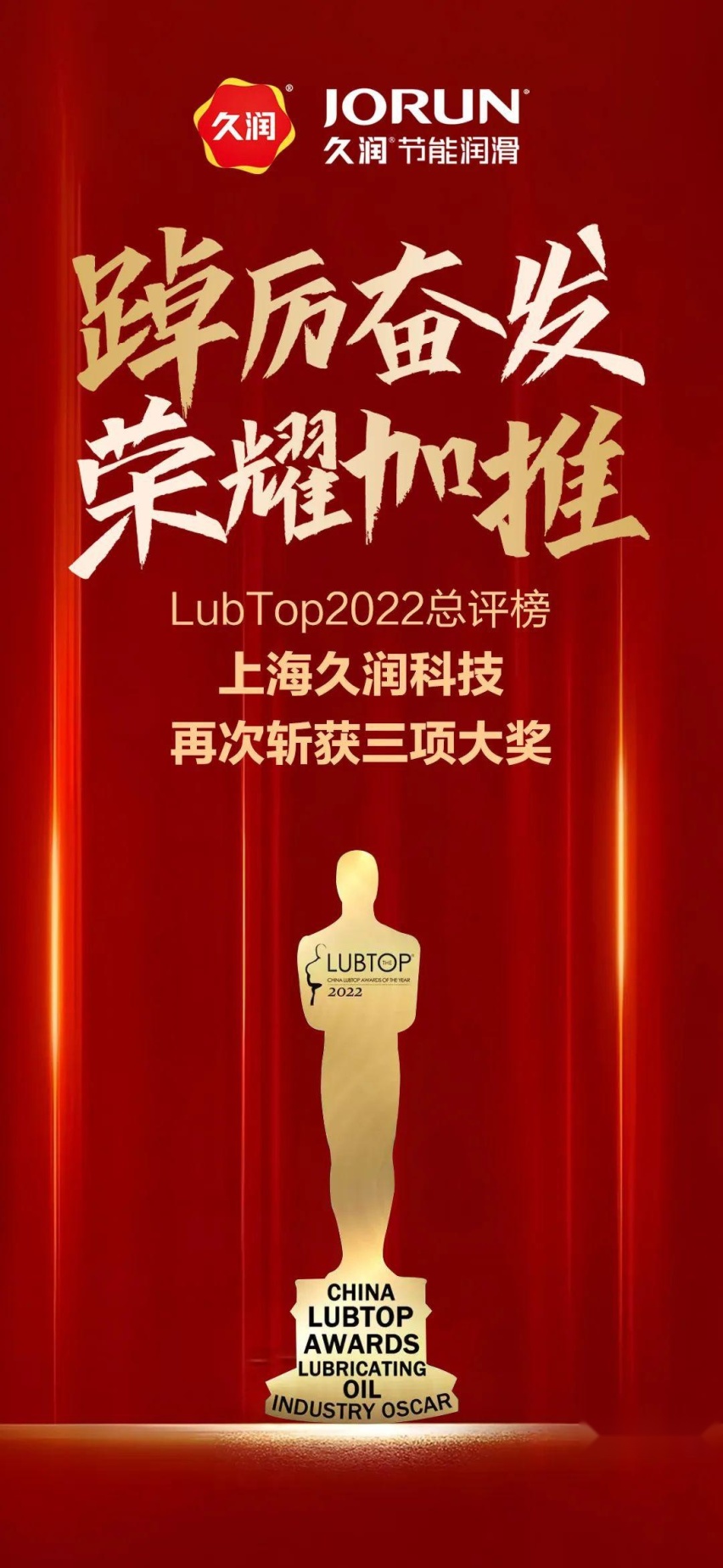 LubTop2022总评榜落幕,上海久润科技再次斩获三项大奖