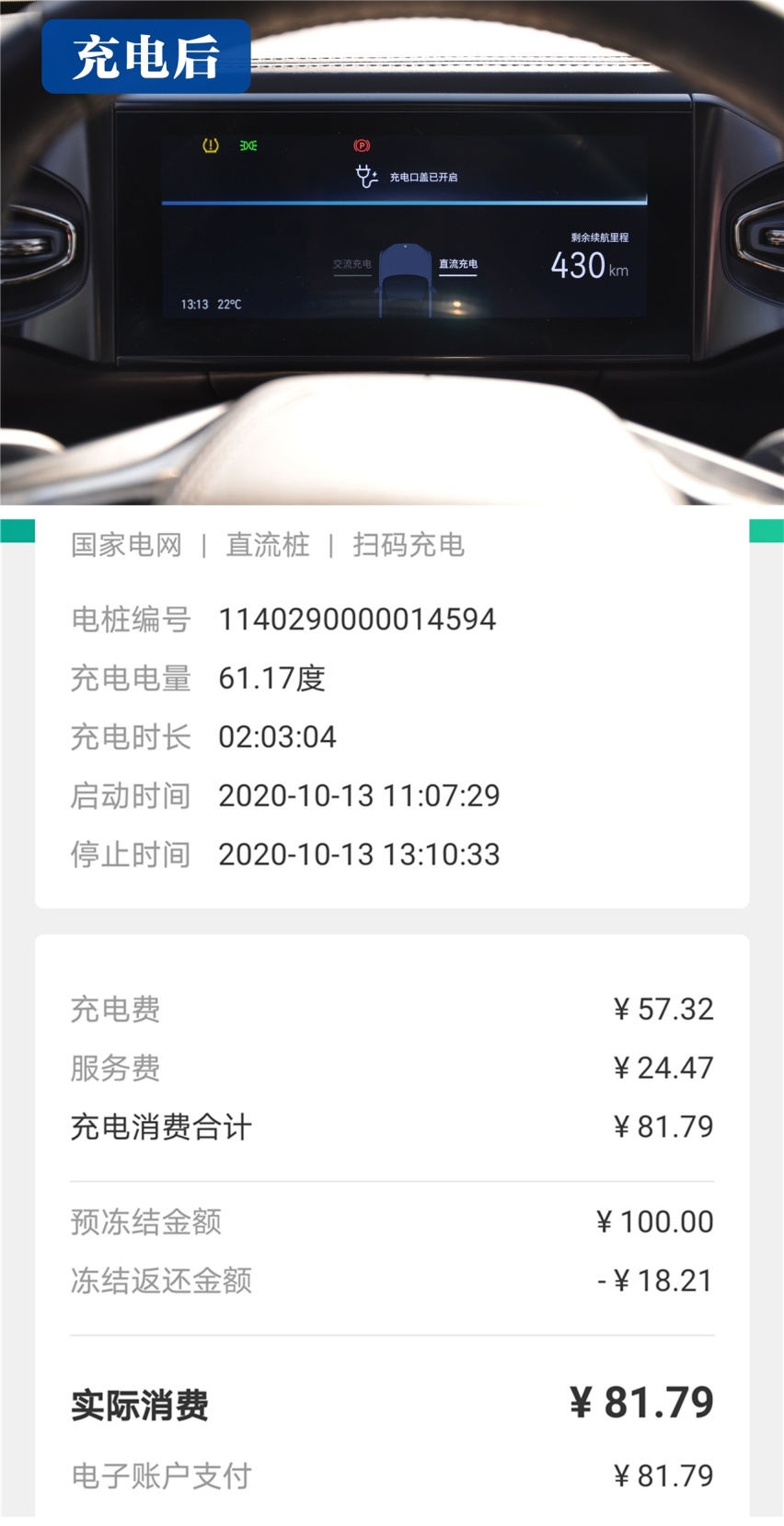 实测蔚来ES6 2020款 430KM 签名版续航里程