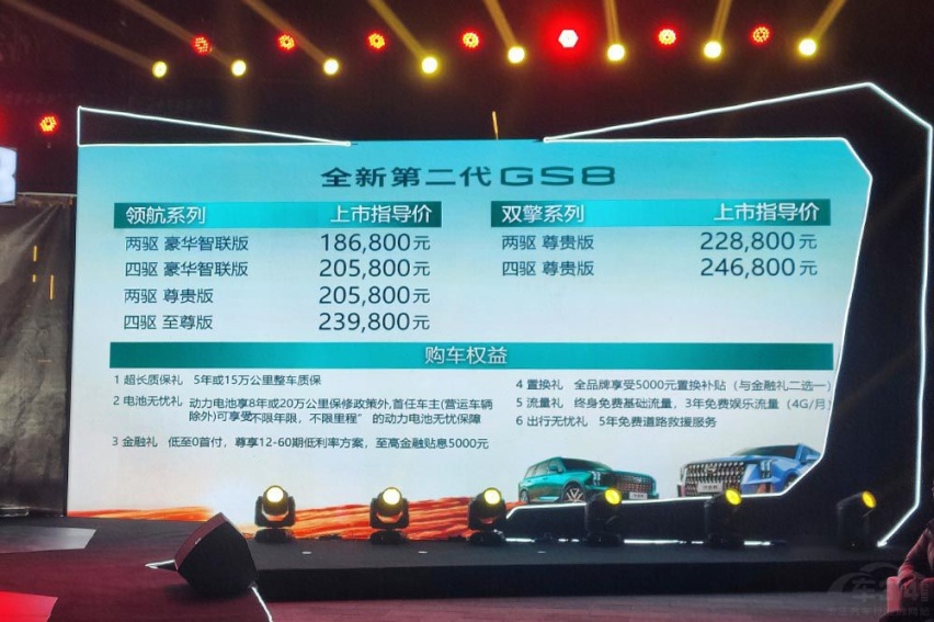 传祺GS8重庆区域上市 自主车型的科代表